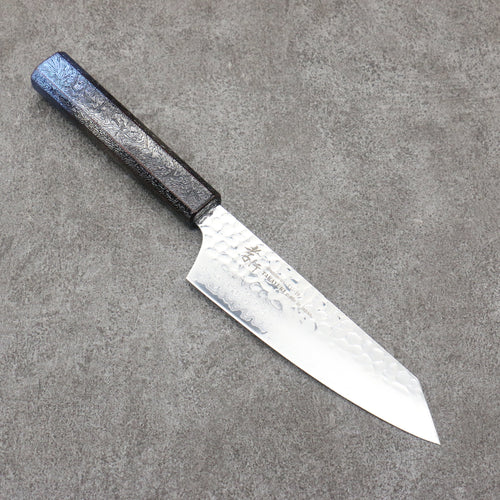 Sakai Takayuki Rinnou VG10 33-Couches Damas Kengata Santoku Couteau Japonais 160mm Laqué bleu Manipuler - japanny-FR