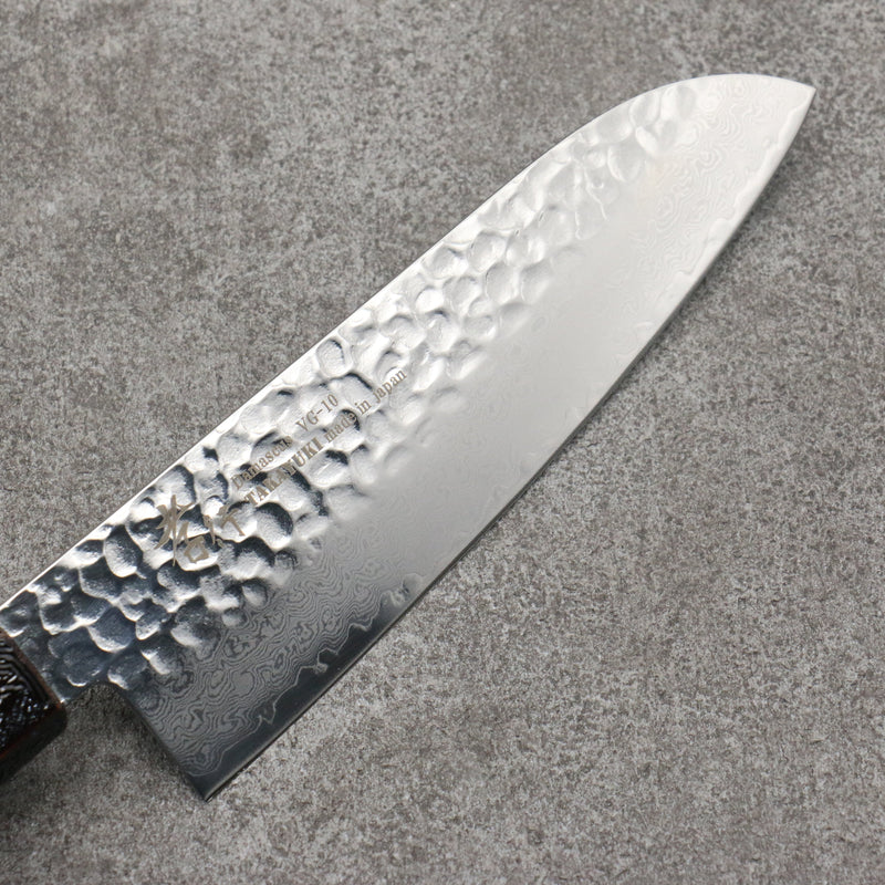 Sakai Takayuki Rinnou VG10 33-Couches Damas Santoku Couteau Japonais 170mm Laqué bleu Manipuler - japanny-FR