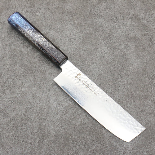 Sakai Takayuki Rinnou VG10 33-Couches Damas Nakiri Couteau Japonais 160mm Laqué bleu Manipuler - japanny-FR