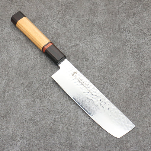 Sakai Takayuki VG10 33-Couches Damas Nakiri Couteau Japonais 170mm fleurs de cerisier sauvage (dodécagone) Manipuler - japanny-FR