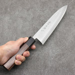 Hideo Kitaoka Acier Blanc No.2 Damas Mioroshi Deba Couteau Japonais 210mm Shitan Manipuler - japanny-FR
