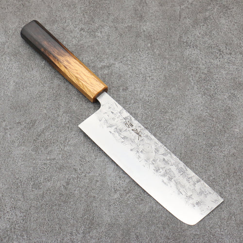 Seisuke SLD Washiji Nakiri Couteau Japonais 165mm Chêne brûlé Manipuler - japanny-FR