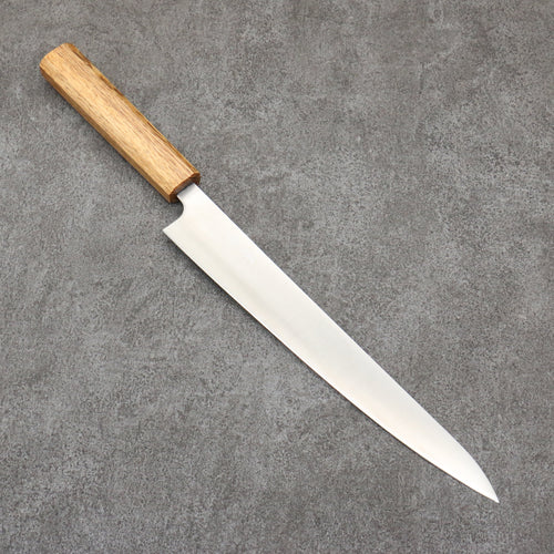 Seisuke Acier argenté NO.3 Migaki Polish Terminé Sujihiki Couteau Japonais 240mm Chêne blanc Manipuler - japanny-FR