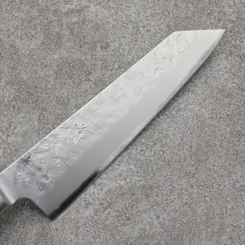 Seisuke Acier Bleu No.2 Nashiji Kiritsuke Santoku Couteau Japonais 195mm bleu marine de pakka noir Manipuler - japanny-FR