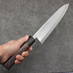 Hideo Kitaoka Acier Blanc No.2 Damas Mioroshi Deba Couteau Japonais 240mm Shitan Manipuler - japanny-FR