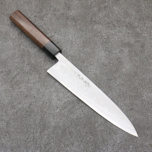 Hideo Kitaoka Acier Bleu No.2 Damas Mioroshi Deba Couteau Japonais 210mm Shitan Manipuler - japanny-FR