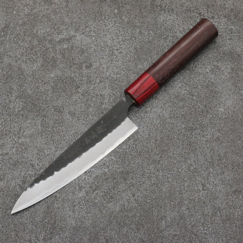 Nao Yamamoto Acier Bleu Kurouchi Petite-utilité Couteau Japonais 135mm Shitan(férule:bois rouge Pakka) Manipuler - japanny-FR