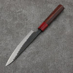 Nao Yamamoto Acier Bleu Kurouchi Petite-utilité Couteau Japonais 135mm Shitan(férule:bois rouge Pakka) Manipuler - japanny-FR