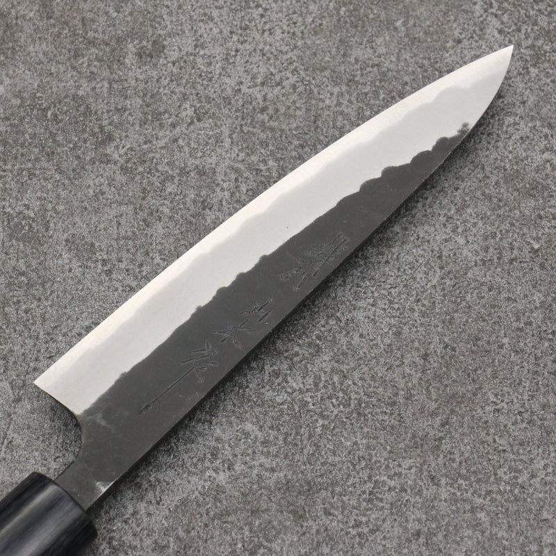Nao Yamamoto Acier Bleu Kurouchi Petite-utilité Couteau Japonais 135mm Shitan(férule:Bois de Pakka noir) Manipuler - japanny-FR