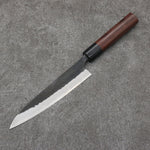 Nao Yamamoto Acier Bleu Kurouchi Petite-utilité Couteau Japonais 160mm Shitan(férule:Bois de Pakka noir) Manipuler - japanny-FR