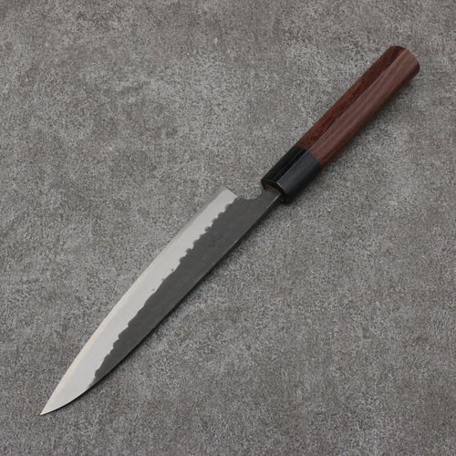 Nao Yamamoto Acier Bleu Kurouchi Petite-utilité Couteau Japonais 160mm Shitan(férule:Bois de Pakka noir) Manipuler - japanny-FR