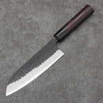 Nao Yamamoto Acier Bleu Kurouchi Santoku Couteau Japonais 170mm Shitan(férule:Bois de Pakka noir) Manipuler - japanny-FR