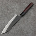 Nao Yamamoto Acier Bleu Kurouchi Santoku Couteau Japonais 170mm Shitan(férule:Bois de Pakka noir) Manipuler - japanny-FR