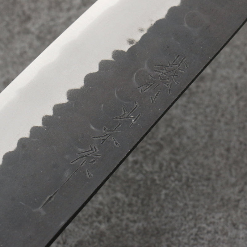 Nao Yamamoto Acier Bleu Kurouchi Santoku Couteau Japonais 170mm Shitan(férule:Bois de Pakka noir) Manipuler - japanny-FR