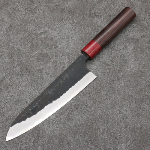 Nao Yamamoto Acier Bleu Kurouchi Gyuto Couteau Japonais 180mm Shitan(férule:bois rouge Pakka) Manipuler - japanny-FR
