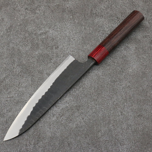 Nao Yamamoto Acier Bleu Kurouchi Gyuto Couteau Japonais 180mm Shitan(férule:bois rouge Pakka) Manipuler - japanny-FR