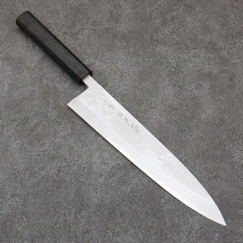 Hideo Kitaoka Acier Blanc No.2 Damas Mioroshi Deba Couteau Japonais 240mm Washi noir enveloppé Manipuler - japanny-FR