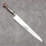 Seisuke Nami AUS10 Finition miroir Damas Sujihiki 240mm Bois de Pakka marron Manipuler - japanny-FR