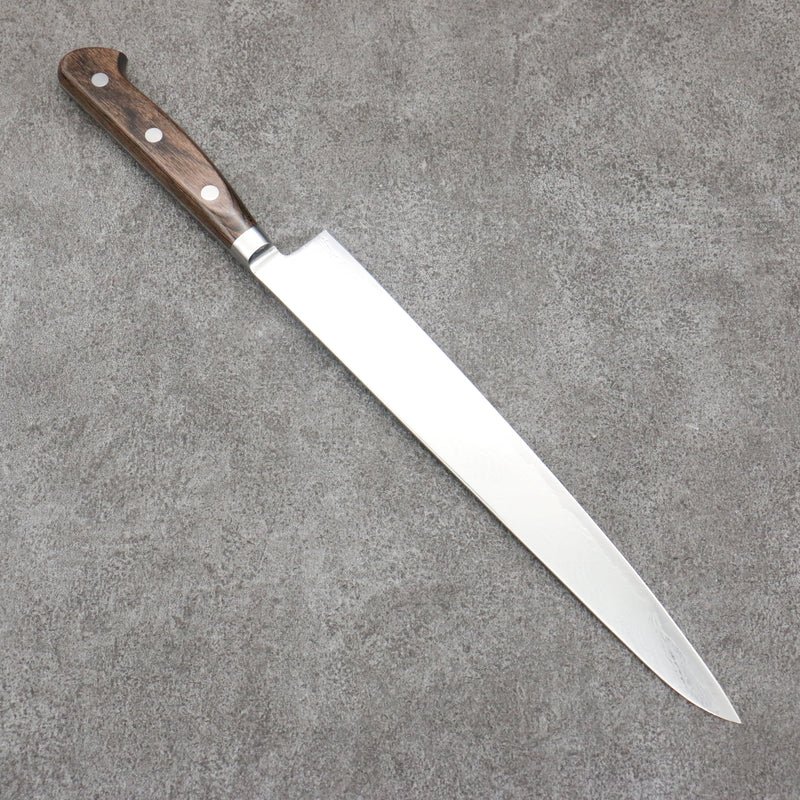 Seisuke Nami AUS10 Finition miroir Damas Sujihiki 240mm Bois de Pakka marron Manipuler - japanny-FR