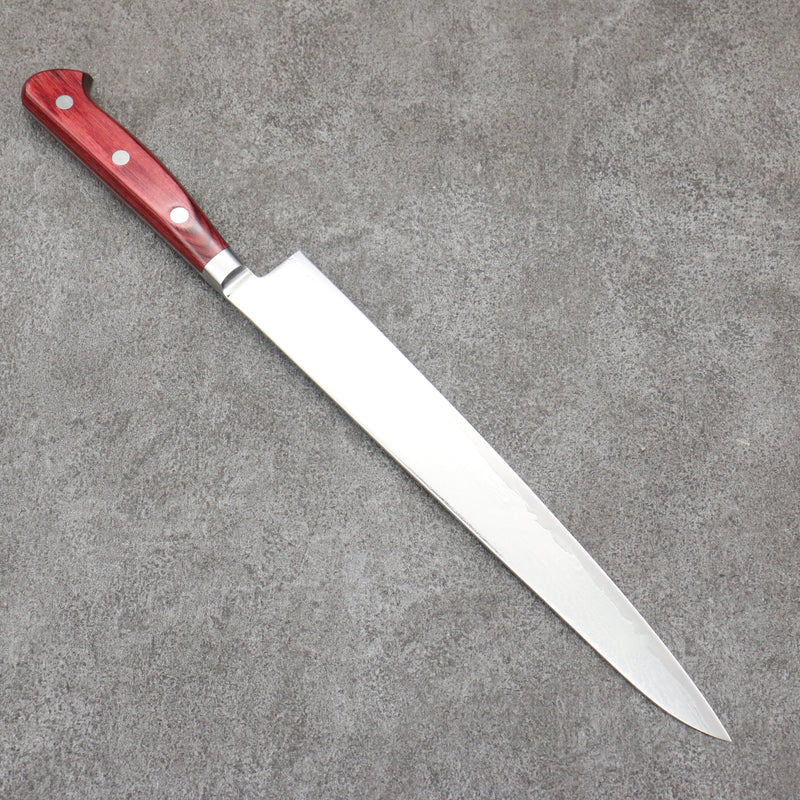 Seisuke Nami AUS10 Finition miroir Damas Sujihiki 240mm Bois de pakka rouge Manipuler - japanny-FR