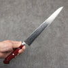 Seisuke Nami AUS10 Finition miroir Damas Sujihiki 240mm Bois de pakka rouge Manipuler - japanny-FR