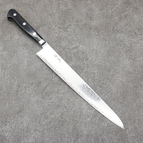 Seisuke Kagami2 AUS10 Finition miroir Damas Sujihiki 240mm Bois de pakka noir Manipuler - japanny-FR