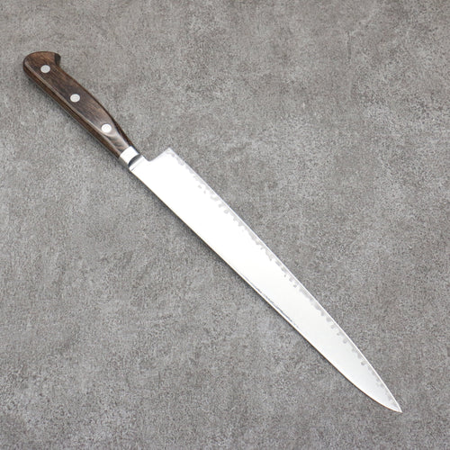 Seisuke Kagami2 AUS10 Finition miroir Damas Sujihiki 240mm Bois de Pakka marron Manipuler - japanny-FR