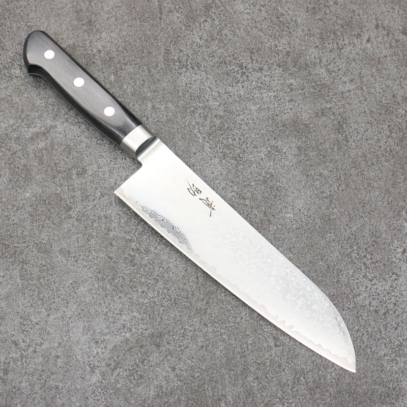 Seisuke Kagami2 AUS10 Finition miroir Damas Santoku 180mm Bois de pakka noir Manipuler - japanny-FR