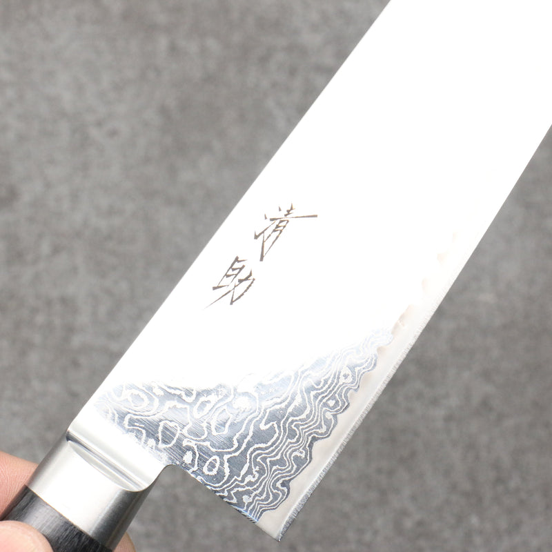 Seisuke Kagami2 AUS10 Finition miroir Damas Santoku 180mm Bois de pakka noir Manipuler - japanny-FR