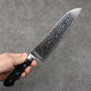 Seisuke Kagami2 AUS10 Finition miroir Damas Santoku 180mm Bois de pakka noir Manipuler - japanny-FR