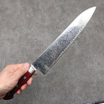 Seisuke Kagami2 AUS10 Finition miroir Damas Gyuto 240mm Bois de pakka rouge Manipuler - japanny-FR