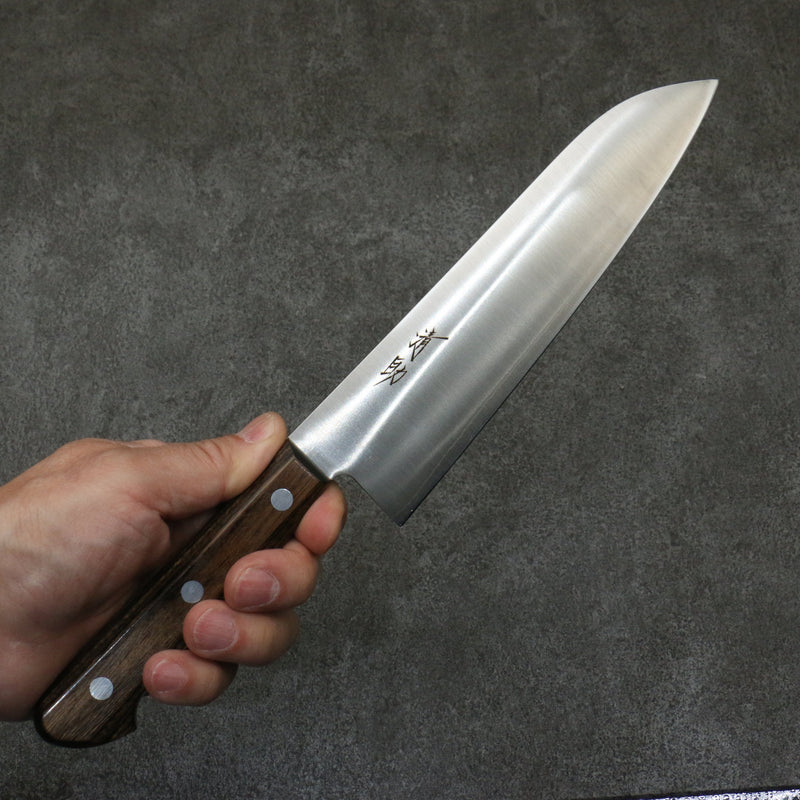 Seisuke SLD Migaki Polish Terminé Santoku 180mm Manipuler Bois de Pakka marron - japanny-FR