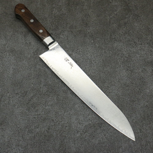 Seisuke Kagami2 AUS10 Finition miroir Damas Gyuto 240mm Bois de Pakka marron Manipuler - japanny-FR