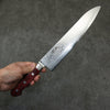 Seisuke VG10 33-Couches Finition miroir Damas Gyuto 240mm Bois de pakka rouge Manipuler - japanny-FR