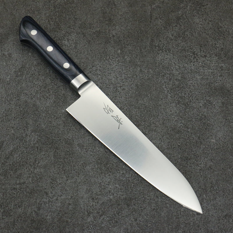 Seisuke Seiten Molybdene Gyuto 180mm bleu marine de pakka noir Manipuler - japanny-FR