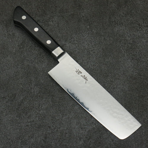 Seisuke VG5 Martelé Kasumitogi Nakiri 160mm Bois de pakka noir Manipuler - japanny-FR