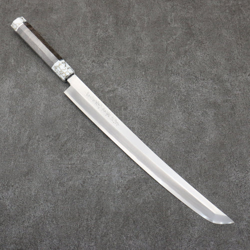 Sakai Takayuki Zangetsu Acier argenté NO.3 Sakimaru Yanagiba 330mm Bois stabilisé (Bague Blanche) Manipuler avec Gaine - japanny-FR