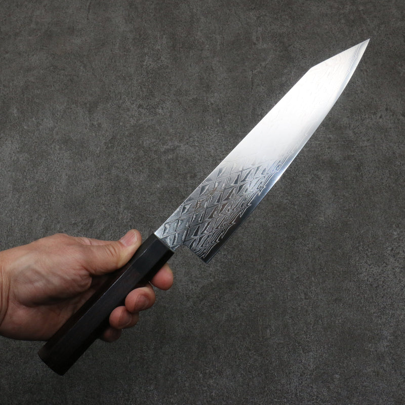 Seisuke AUS10 Miroir Croisé Kirituke Gyuto 210mm Shitan(férule:Bois de Pakka noir) Manipuler - japanny-FR