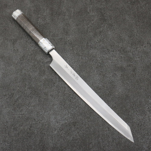 Sakai Takayuki Série Chef Hien Acier argenté NO.3 Kiritsuke Yanagiba 270mm Bois stabilisé (Virole blanche et embout) Manipuler avec Gaine - japanny-FR