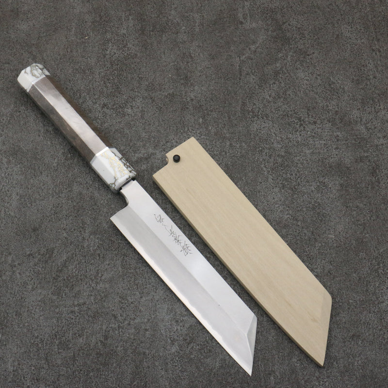 Sakai Takayuki Série Chef Acier argenté NO.3 Mukimono 180mm Bois stabilisé (Virole blanche et embout) Manipuler avec Gaine - japanny-FR