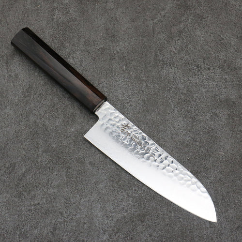 Sakai Takayuki VG10 33-Couches Damas Santoku 170mm Ébène (Larme à 6 faces) Manipuler - japanny-FR