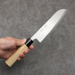 Nakaniida Acier Blanc No.2 Migaki Polish Terminé Santoku 165mm Magnolia Manipuler - japanny-FR