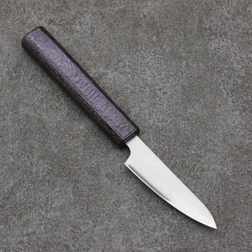 Seisuke Acier Blanc No.1 Migaki Polish Terminé couteau d'office 80mm Chêne laqué violet Manipuler - japanny-FR