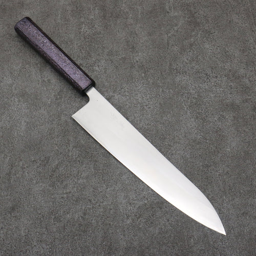 Seisuke Acier Blanc No.1 Migaki Polish Terminé Gyuto 240mm Chêne laqué violet Manipuler - japanny-FR