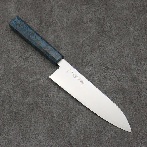 Seisuke Super Bleu Migaki Polish Terminé Santoku 180mm Bois stabilisé Manipuler - japanny-FR