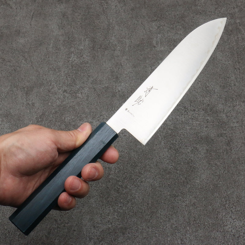 Seisuke Super Bleu Migaki Polish Terminé Santoku 180mm Laqué bleu Manipuler - japanny-FR