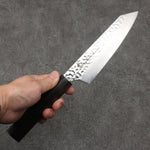 Sakai Takayuki VG10 33 Couche de Damas Kiritsuke Santoku 160mm Ébène (Larme à 6 faces) Manipuler - japanny-FR