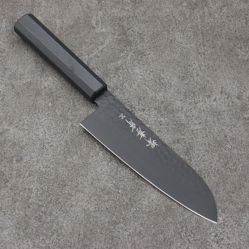 Sakai Takayuki Kurokage VG10 Martelé Revêtement en téflon Santoku 170mm Laqué noir Manipuler - japanny-FR