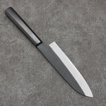 Sakai Takayuki Gravure remplie d'or par Kubota Temari Acier Blanc No.2 Finition noire Santoku 180mm Bois d'ébène Manipuler - japanny-FR