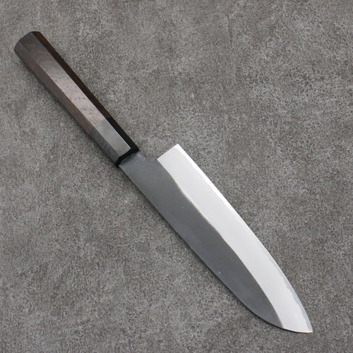 Sakai Takayuki Gravure remplie d'or par Kubota Jyurokuya Acier Blanc No.2 Finition noire Santoku 180mm Bois d'ébène Manipuler - japanny-FR